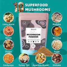 Mushroom Extract Powder, 10-In-1 Mushroom Blend For Coffee, Smoothies &Amp; Drinks - Natural Focus, Energy Booster &Amp; Immune Support Supplement - 353 Oz _ 100g - White - View 2