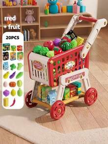 1pcs Boys And Girls Game Toy Shopping Cart, Walker, Double Storage, Large Capacity, Preferred Material, Exercise Children's Shopping Ability, Experience The Joy Of Shopping, Simple Assembly Suitable For Playing House, Holiday Birthday Party Gifts, Christmas And Halloween Ideal Gifts - 彩色 - 查看 4