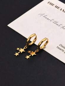 1 Pair 18K Gold Plated Fashionable Classic Versatile Personalized High-End Star Earrings For Women
