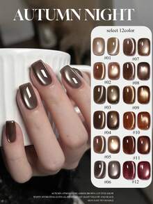 12ml春夏热销美甲秋夜猫眼胶指甲油美甲沙龙专用黑色灵动琥珀棕红色玻璃珠指甲胶秋冬美甲万圣节美甲美甲用品圣诞美甲