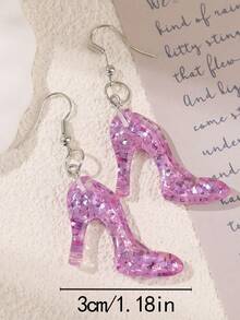 A Pair Of Crystal Shoes For Princesses, Resin Earrings, Princess Dresses, And Cute Party Decoration Accessories
