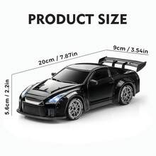 Remote Control Drift Car, 1:24 Scale Remote Control Vehicle With LED Lights, 2.4GHz 20KM/H 4WD High Speed RC Cars, Drifting Tires&Two Batteries, Remote Controlled Vehicle, Durable Plastic Body - Dark Night - View 3
