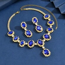 1 SET Of Elegant And Light Luxury Jewelry, A Two-Piece Set Of Engagement And Wedding Banquet Evening Dress Accessories, A Beautiful Gift For Your Girlfriend - màu xanh lá - Xem 8