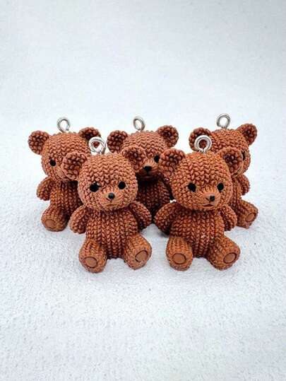 5/10 件可爱熊吊坠，适合 DIY 珠宝制作 - 树脂耳环、项链、手提包和钥匙扣配件