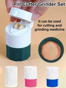 Set trituratore e taglierina di pillole 4 in 1 - Trituratore e scatola di stoccaggio - Scatola portatile mini per medicinali, macinatore da viaggio con tazza, taglierina di pillole multifunzionale - Divide le pillole in due metà, macina in polvere - Ideale per animali domestici, uso domestico - Custodia per pillole da viaggio adatta per viaggi di lavoro, Natale, Ognissanti, Ringraziamento, uso in tutte le stagioni - Multicolore - Visualizzare 2