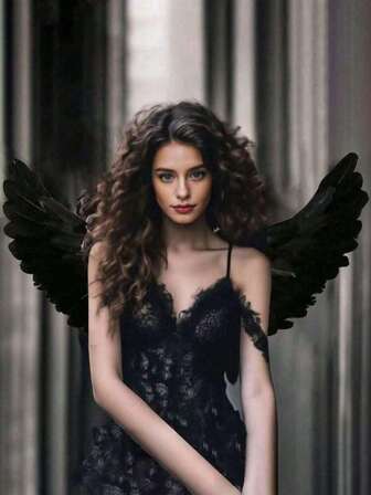 恶魔天使幽灵精灵黑色羽毛翅膀道具万圣节服装表演公主服装适合派对角色扮演道具圣诞狂欢新年