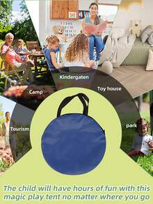 儿童室内外游戏屋帐篷，免工具安装，便携式设计，多种卡通图案，易于折叠和存放，深受男孩和女孩的喜爱，万圣节派对装饰，圣诞节/生日礼物 - 彩色 - 查看 6