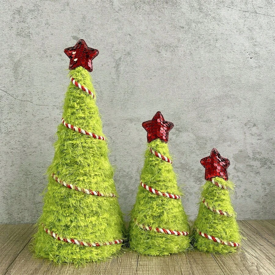 Whimsical Christmas Tree Artificial Holiday Tree Plush Tabletop Decorations For Home Office Party