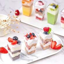 5/10/20/30/50 chiếc cốc tráng miệng mini, cốc cupcake trong suốt không có nắp, dùng cho tiệc tại nhà, tiệc cưới, sữa chua, panna cotta, bánh phô mai, bánh pudding, thạch và mousse khai vị - trong suốt - Xem 5