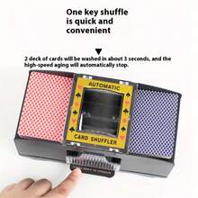 一套自动洗牌机，可洗1-2副牌，电动洗牌机，低噪音，适用于二十一点/德州扑克/Phase 10/Skip-Bo等纸牌游戏，情人节礼物（送给男友），旅行玩具，派对游戏道具，复活节礼物 - 彩色 - 查看 3