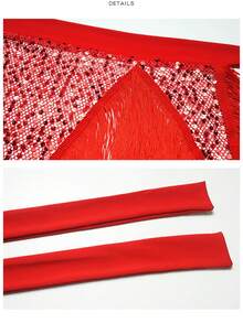 优雅的肚皮舞亮片流苏臀巾，适合女性东方舞练习和舞蹈配饰 - 彩色 - 查看 10