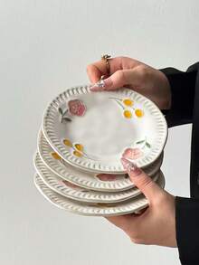 1 件 Ins 风格花卉浮雕餐盘、家用餐盘、水果盘、烛光晚餐盘、节日礼品盘 - 彩色 - 查看 16