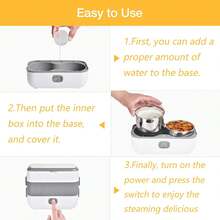 Portable Electric Lunch Box,Smart Steamer Lunch Box 304 Stainless Steel Double Layer Thermal Insulated Lunch Box,Suitable for Home,Office,Bedroom,Travel,Outdoor Cooking,etc. - Tipo de Enchufe A USA (110-127V) - Ver 8