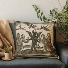 1pc Gothic Folk Art Throw Pillow Covers Set Add A Touch Of Dark To Your Home! This Is Features Intricate Gothic Folk Art Designs. Ideal For Fans Of Medieval Or Occult - Inspired Decor, Bringing Mysterious, Vintage Charm To Sofas, Reading Nooks, Or Eclectic Interiors.