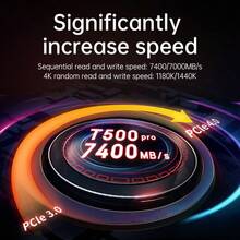 Crucial 美光 T500 Pro 1TB 2TB 高速大容量固态硬盘 | M.2 NVMe PCIe 4.0*4 全速协议接口，7400MB/S 超快读取速度，实现即时应用启动和高速文件传输 | 兼容台式机和笔记本电脑，满足办公/游戏/创意设计多场景需求 | 正品原装品质，稳定耐用，高效提升设备存储性能