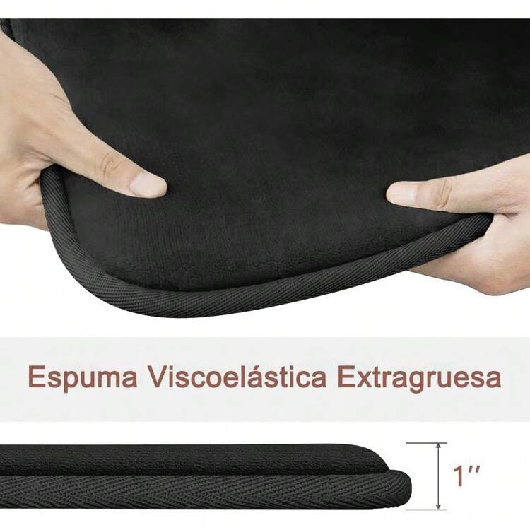 Alfombra Absorbente para Baño, Alfombra para Baño de Terciopelo, Alfombra de Baño Antiderrapante Foam, Alfombra Baño 43 * 61cm, Alfombra de Baño Secado Rápido, Lavable aáquina (Negro) - Negro - Añade 11