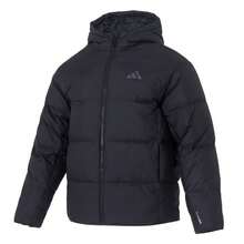 Adidas Men's Warm Hooded Down Jacket, BASIC DOWN JKT, Short Casual Comfortable Hooded Outerwear - Black - View 1