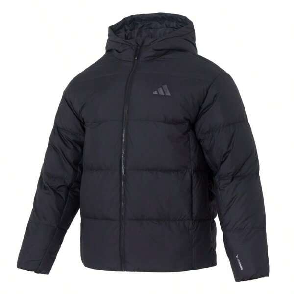 Adidas Men's Warm Hooded Down Jacket, BASIC DOWN JKT, Short Casual Comfortable Hooded Outerwear