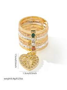 1 pieza Anillo de la Santa María tricolor con siete círculos, adecuado para uso diario y de fiesta para mujeres, regalo ideal para amigas y mejores amigas