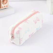 1pc Soft Fabric Pencil Case With Floral Print & Bow Patterns - Elegant Zippered Stationery Organizer For Office, Travel - Mixed Colors, Metal Zippers, Gift For Friends, Pencil Case Pouch, Supplies, Playful Design, Charming Design,Back To School,Bag - Multicolor - View 13