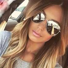 1 Piece Retro Metal Double Bridge Women's Aviator Fashion Glasses - Oval Reflective Lenses, Luxurious Gold Decoration, Suitable For Casual And Formal Occasions, High-Quality Lenses - 金/灰色 - 查看 1