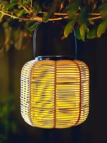 1pc IP65 Waterproof Bohemian Style Solar Lantern, Handwoven Solar Lamp, Hanging/Stake Solar Light, Balcony Outdoor Solar Light, Garden Decor Outdoor Lamp, Suitable For Patio, Terrace, Porch, Tree, Lawn, Path Decor, Christmas Decoration