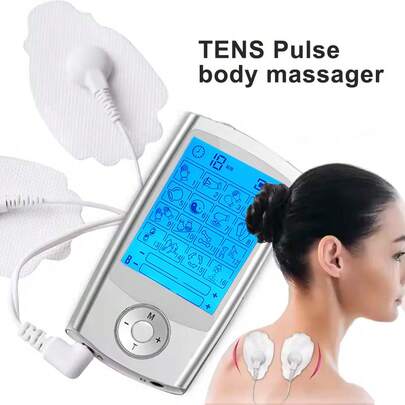 16 modes 20 niveaux d'intensité Appareil TENS rechargeable avec écran LCD numérique, stimulateur musculaire pour tout le corps avec 10 coussinets électrodes