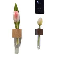 1pc Wooden Flower Planter Fridge Magnet, 3D Floral Vase Creative Magnetic Wall Decor
