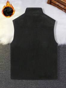 秋冬季加厚保暖内衬背心：男士休闲运动抓绒背心，修身剪裁，适合室内外活动，也可作为情侣礼物。材质：100% 涤纶，多种颜色可选。 - 黑色 - 查看 4