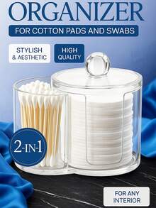 Pot de rangement pour cotons-tiges et boules de coton, boîte de rangement pour le dessus de la coiffeuse (2 en 1)