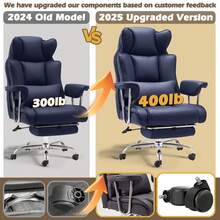 ZZW Executive Ergonomics Office Chair 400LBS Big And Tall  With Foot Rest Leather - Blue - View 5