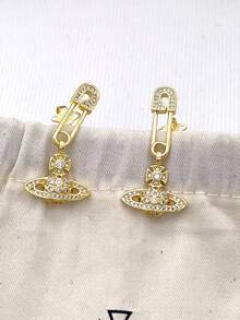 Vivienne Westwood 女士时尚水晶耳环，适合日常佩戴 - 金色 - 查看 7