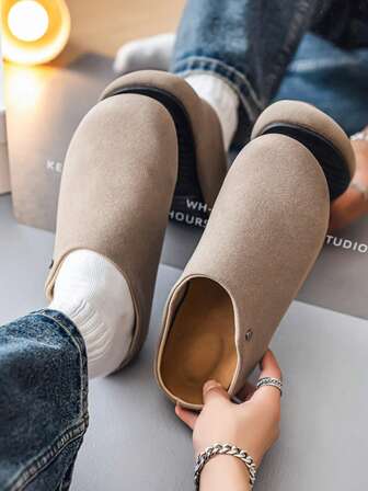 Pantofole classiche retrò da uomo in finta pelle scamosciata, stile moda per coppie con soletta rimovibile, suola morbida, pantofole ciabatta comode e leggere, adatte per casa, vacanza, viaggio, colore unito, versatili