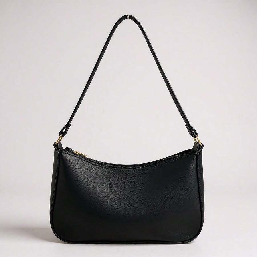 Women's Shoulder Bag, With Adjustable Strap, Magnetic Closure, Shoulder Baguette Bag - 黑色 - 查看 1