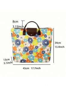 1 件可折叠大容量手提包，手提顶部提手包，牛津轻便购物袋带拉链，便携式多功能行李袋，女士折叠单肩包防水手提包非常适合旅行沙滩包工作包，多色可选，学校用品，书包，学校手提包，学校