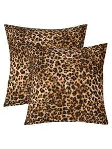 2pcs Leopard Print Pillowcase, Brown Cheetah Pattern Decorative Pillow Cover, Suitable For Teen Bedroom Decor, Single-Sided Design, Pillow Insert Not Included - Coffee Brown - View 6