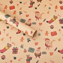 Christmas Themed Wrapping Paper Set, Vintage Style Multi-Pattern Gift Wrapping Paper, Holiday Gift Decoration Packaging Materials - Multicolor - View 5