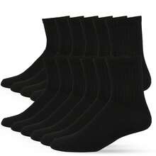 8/12 Pairs Crew Socks Cotton Solid Color Athletic Sports Workout Compress Soccer Running Men's Women's Unisex Comfort Cozy Sweat-Absorbing Anti-Slip Comfy Value Pack - 黑色 - 查看 1