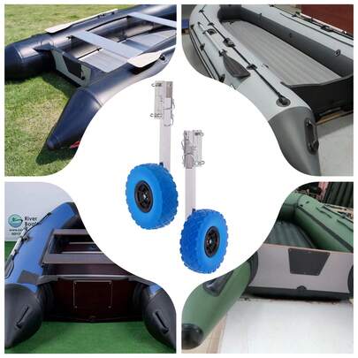 Bazargame Boat Launching Wheels, 9.8" Boat Transom Launching Wheel, 330 LBS Loading Capacity Inflatable Boat Launch Wheels, Stainless Steel Inflatable Boat Removable Transom Launch Wheels