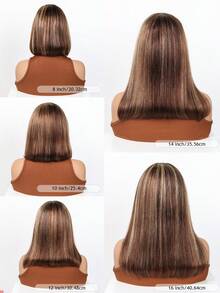 Parrucca frontale in pizzo 4/27, senza adesivo, 6 x 4 ciocche, parrucca frontale in pizzo sfumato, senza adesivo, parrucca in veri capelli pre-sfoltita, 4/27 ciocche, biondo miele, pizzo trasparente, parrucca frontale 6 x 4, traspirante e naturale, adatta alla maggior parte delle donne e tonalità di pelle, densità dei capelli veri 180, colore dei capelli veri, colore naturale e bello, Ognissanti Carnevale, 20,3 - 40,6 cm