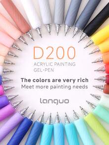 Languo 90 Colors Acrylic Paint Gel Pen Set - Professional Layering Art Markers For Students, 0.7mm Fine Tip DIY Drawing Pens For Glass/Paper/Wood/Blackboard/Tumblers/Plastic, Great For Study Notes And Crafts - Multicolor - View 6