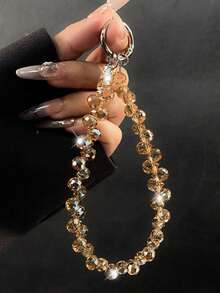 Fashionable Beaded Phone Wrist Strap, Universal Fit For All Smartphones, Luxury Beaded Decoration With Finger Ring Stand Gifts For Mother, Family, Friends, Birthday, Holiday Phone Charm, Phone Chain - Black - View 23