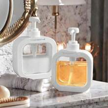 2 pièces Distributeur de savon transparent, distributeur de savon liquide pour salle de bain - avec pompe anti-rouille, convient pour l'évier de cuisine, la salle de bain, cadre décoratif noir/blanc distributeur de savon carré transparent rechargeable