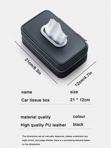 1 件装汽车纸巾盒，多功能皮革汽车纸巾架，带松紧带，随机织物标签 - 黑色 - 查看 11