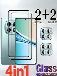 4in1 2Pcs HD Curved Tempered Glass Film Phone Screen Protector And 2Pcs Phone Lens Glass Camera Protector Compatible With Redmi Note 15 Pro+Pro 5g 14 13/Holor X9A X9B X9C Magic 5/6/7 Lite 9H Explosion-Proof Scratch Resistant Support Fingerprint Recognition - Clear - View 2