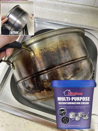 100g Stainless Steel Pot Bottom Cleaning Paste, Stainless Steel Cleaner And Polish, Multi-Purpose Heavy Duty Cookware Degreaser And Rust Remover, Suitable For Kitchen Oven, Stainless Steel And Glass Cookware. 500g Pink Magic Cleaning Paste, Heavy Duty Stainless Steel Pot Bottom Dirt Remover