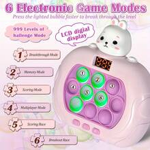 1 Pcs Random Styles Fast Push Bubble Game With Screen - Enhances Hand-Eye Coordination, Logic & Memory Skills For Youngsters & Adults - 6 Modes Sensory Toy, Ideal Gift For Halloween, Christmas & Birthdays - 1 Pcs Random Styles - 查看 3