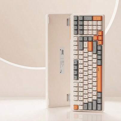 Acer OKW 222電競辦公鍵盤 機械式觸感按鍵 防水防潑水設計 多媒體快捷鍵 人體工學舒適輸入 相容多系統 辦公室遊戲適用 橘色