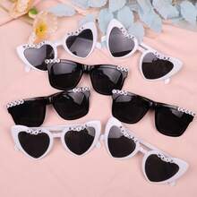 1pc Handmade Decorated Glasses, Bridal Style Glasses, Personalized Pearl Glasses, Bridal Fashion Glasses, Bachelorette Party Photo Prop, Bridesmaid Letter Slogan Wedding Love Glasses - Multicolor - View 4