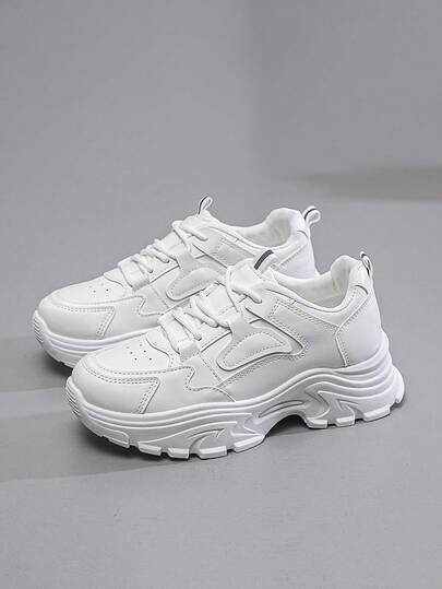 2025年春秋季新款女士厚底运动鞋，百搭休闲简约厚底运动鞋